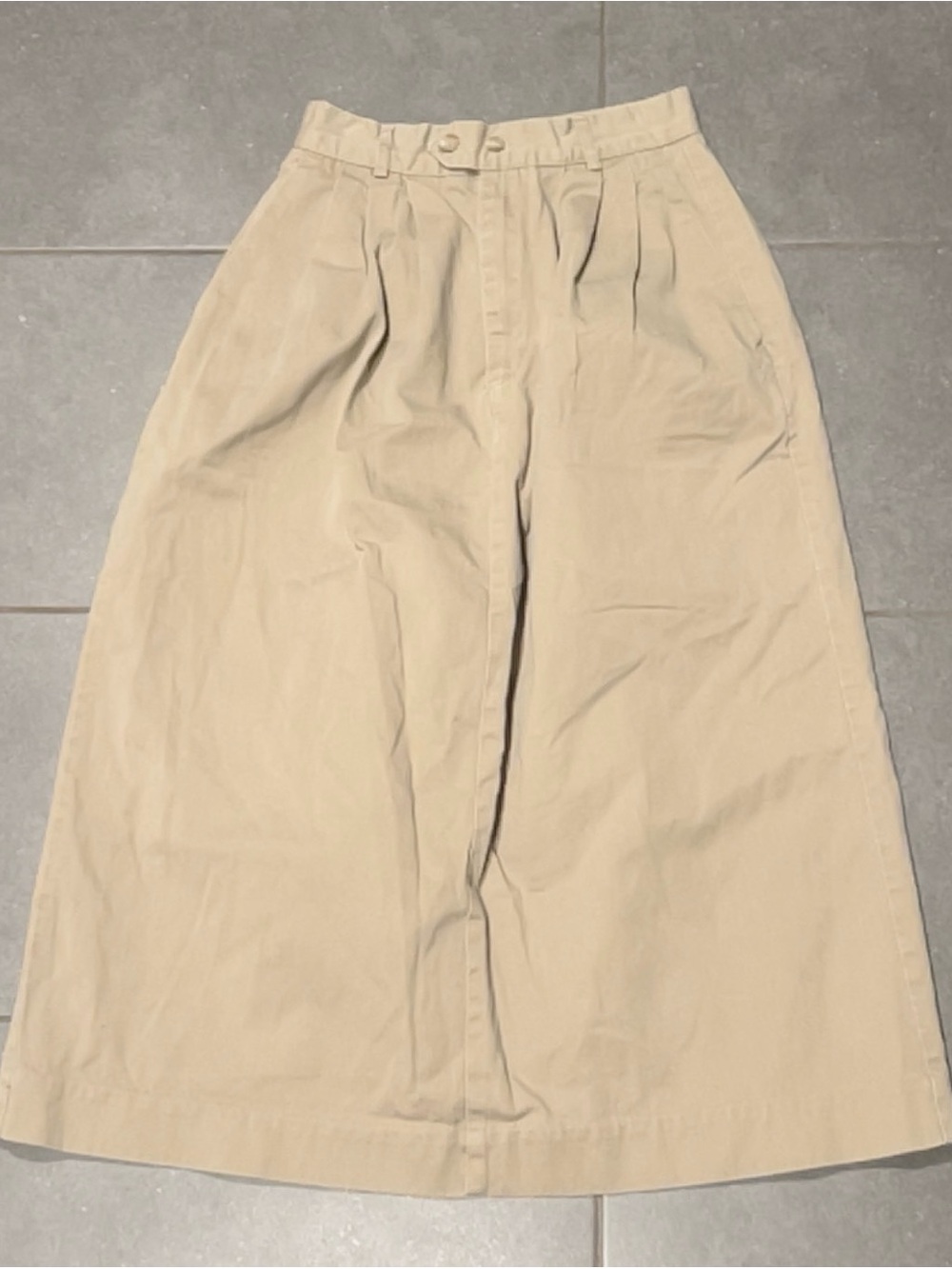Ruff Hewn Vintage Pleated Khaki Tan Midi Skirt Women Size M Cotton Versatile